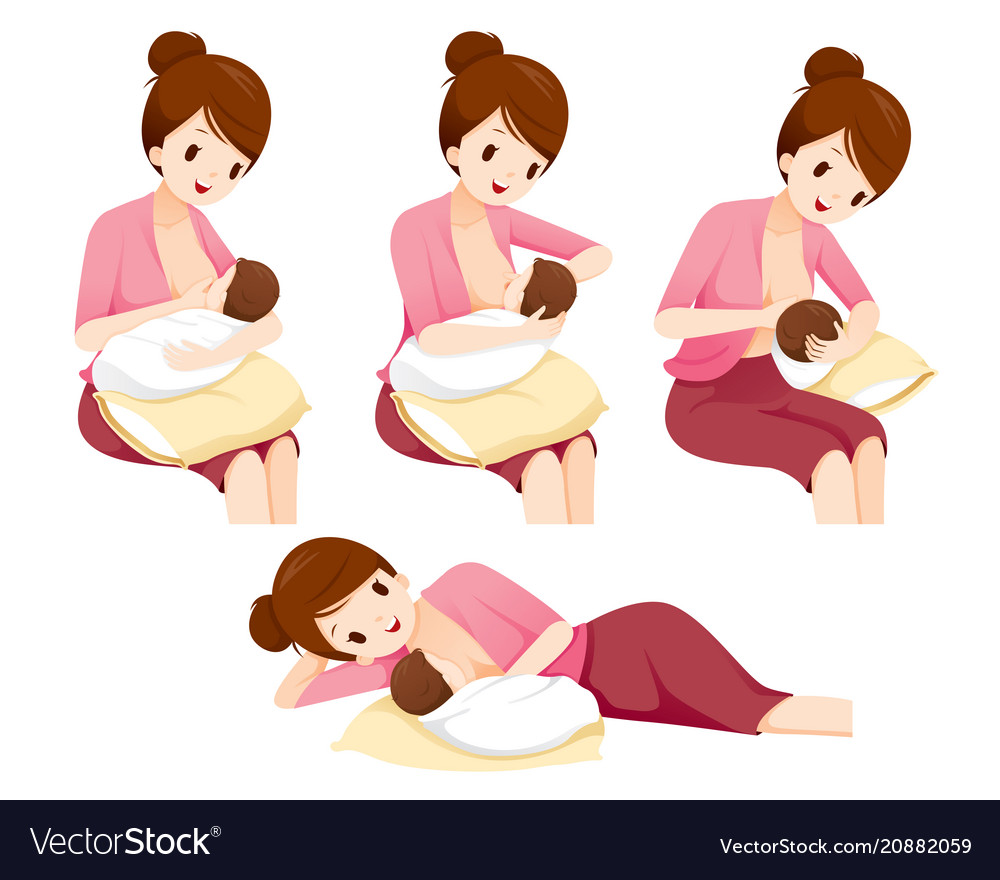 Download Methods and position for mother breastfeeding Vector Image