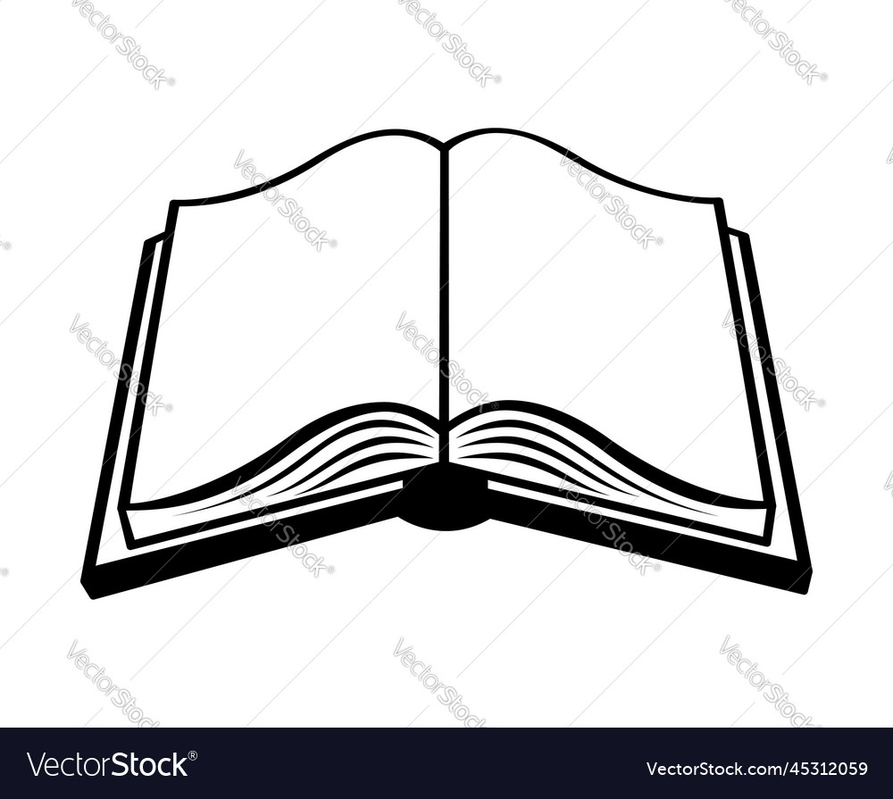 Open book black and white Royalty Free Vector Image