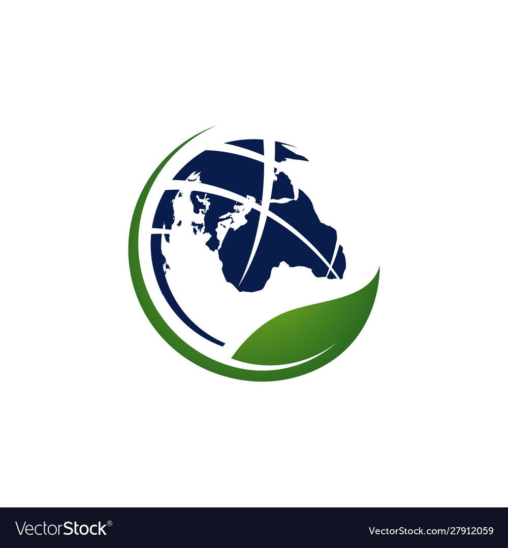 Vegetarian vegan world logo icon with globe Vector Image