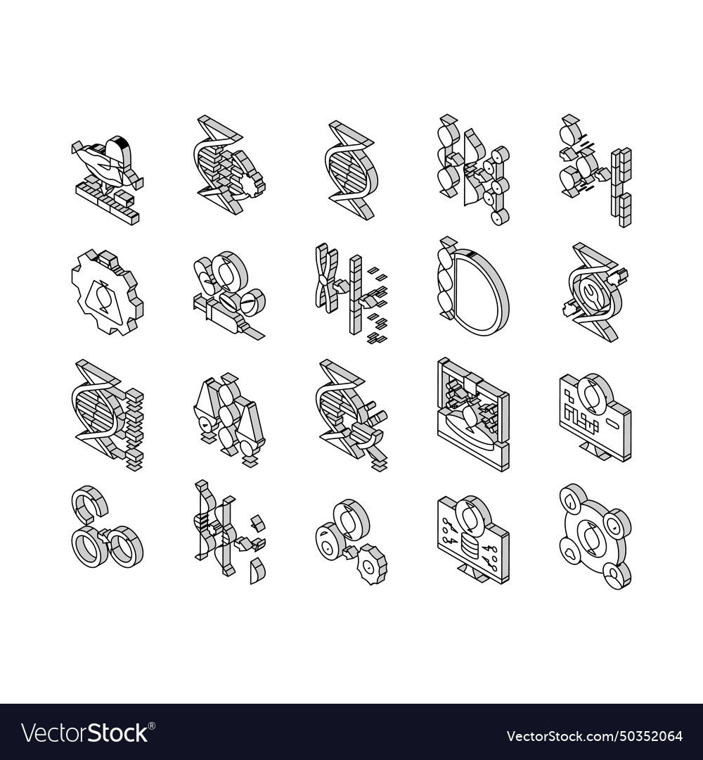 Cryptogenetics Dna Gene Helix Isometric Icons Set Vector Image