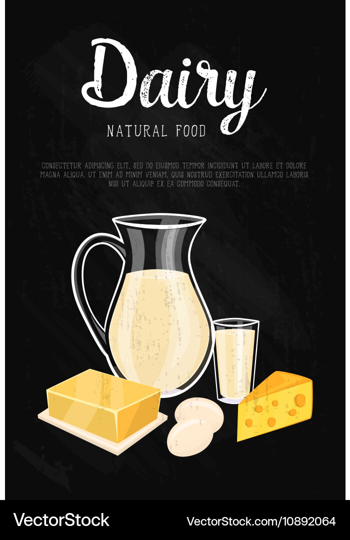 Dairy Banner With Natural Food Composition Vector Image