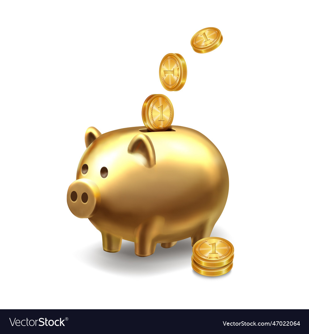 Golden Piggy Bank Isolated Stock Photo - Alamy