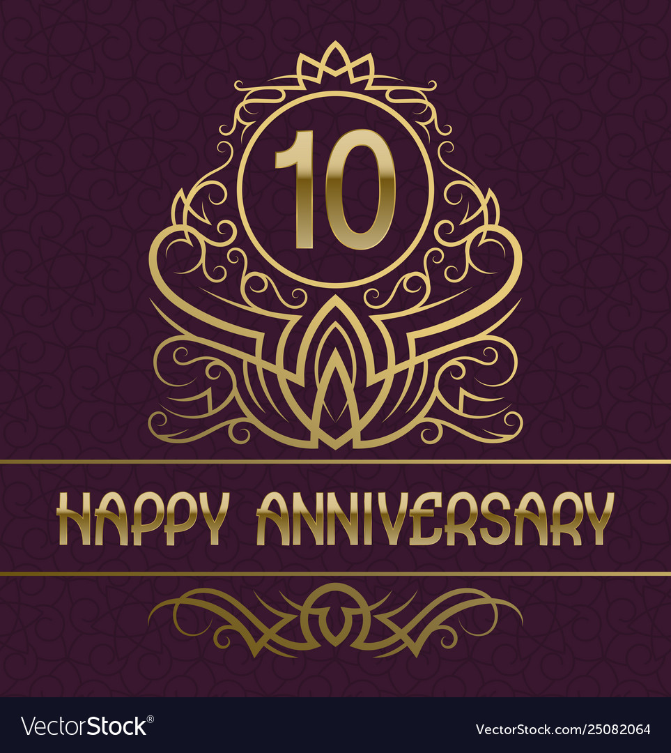 Happy Anniversary Greeting Card Template For Ten Vector Image