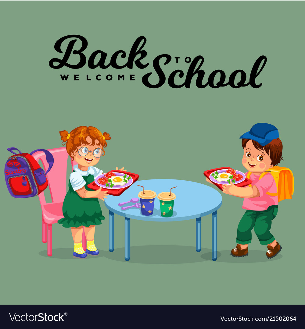 School lunch colorful poster Royalty Free Vector Image