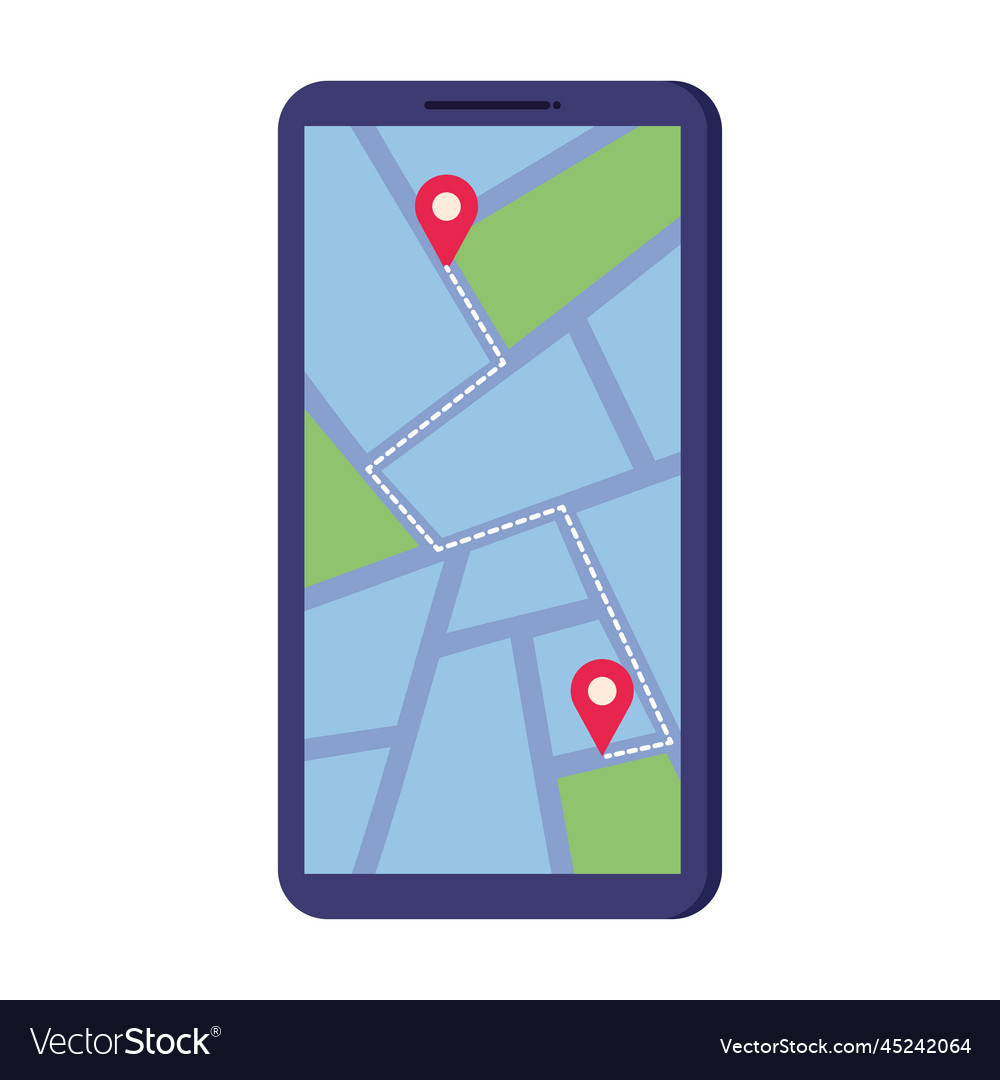 Smartphone with gps application Royalty Free Vector Image