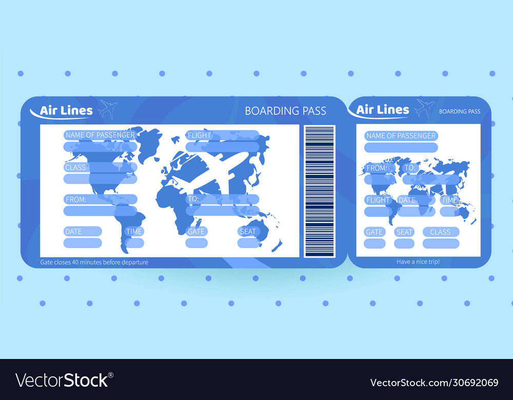 Airplane Ticket Boarding Pass Template Royalty Free Vector