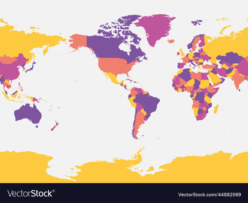 America Centered Map Of World Royalty Free Vector Image America Centered Map Of World Vector 44882069