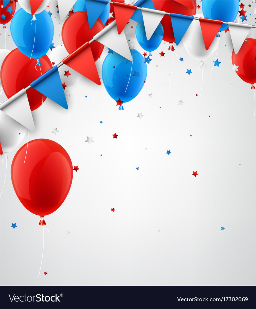 Background with flags and balloons Royalty Free Vector Image