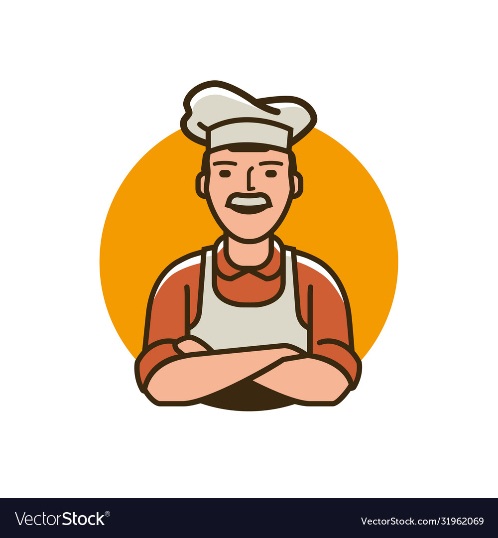 Chef in hat logo restaurant cafe Royalty Free Vector Image