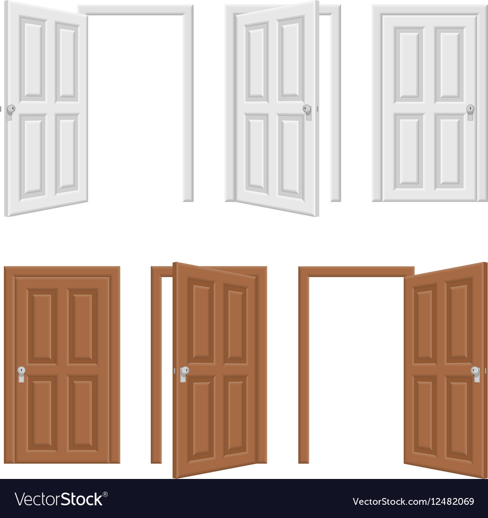 closed-and-open-doors-set-royalty-free-vector-image