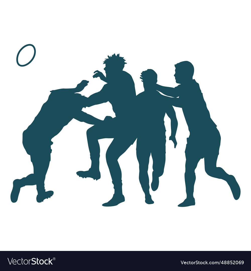 Four rugby players silhouette