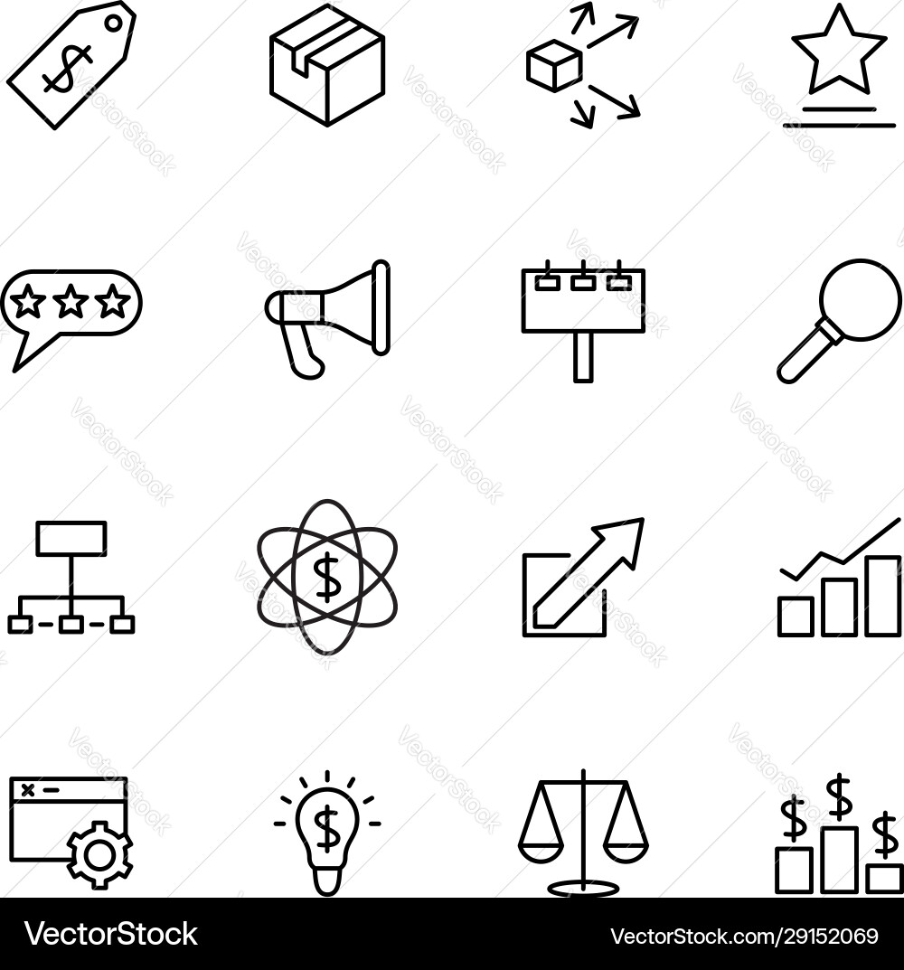 Line icon set related to marketing activity Vector Image