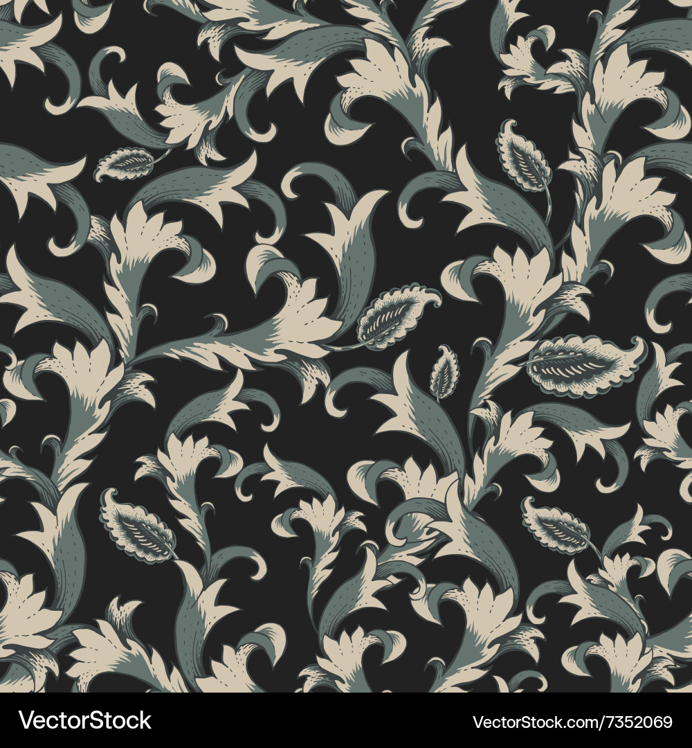 Vintage baroque seamless pattern with swirls Vector Image