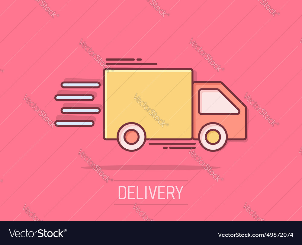 Delivery truck sign icon in comic style van Vector Image