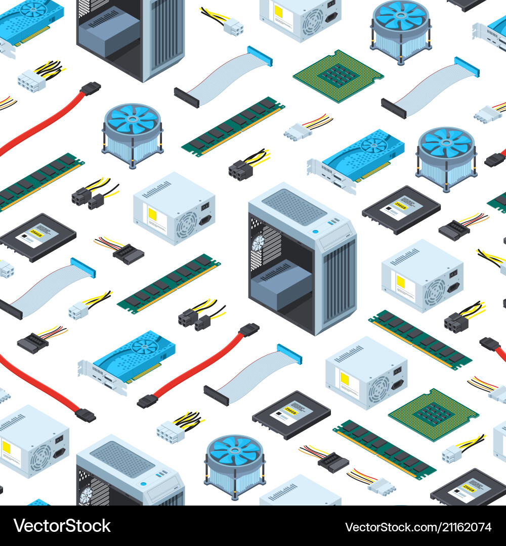 Isometric electronic devices background or Vector Image