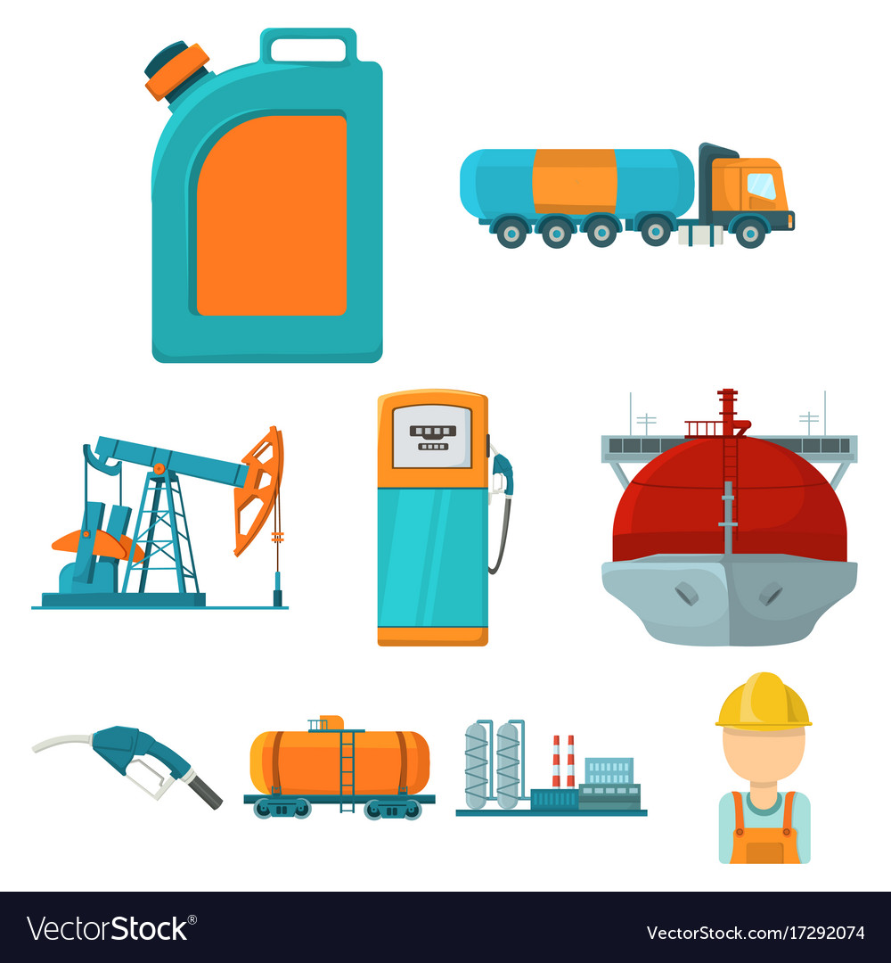 Oil industry set icons in cartoon style big Vector Image