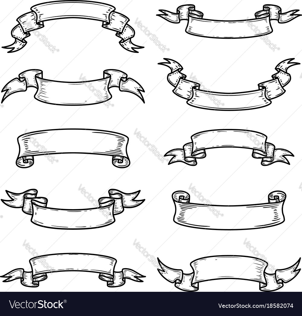 Set of vintage ribbons design elements for logo Vector Image