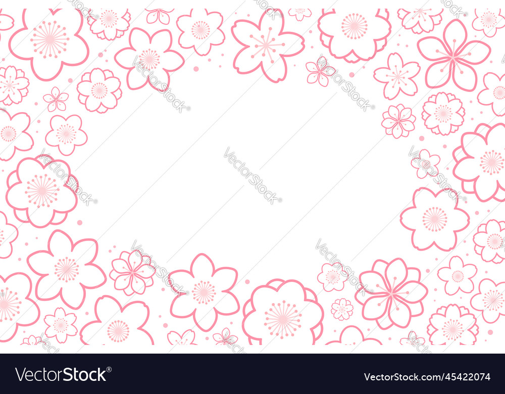 Spring flowers blooms frame background line art Vector Image