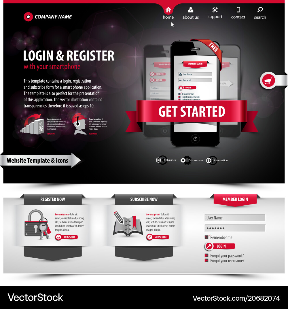 Website template design Royalty Free Vector Image