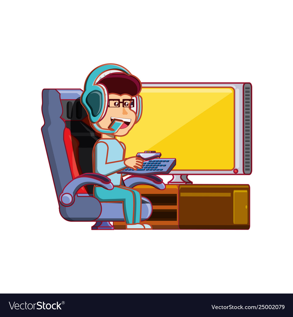 Free Vector  Character playing videogame