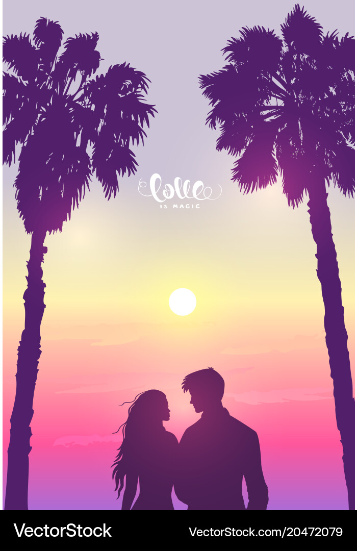 Couple sunset Royalty Free Vector Image - VectorStock