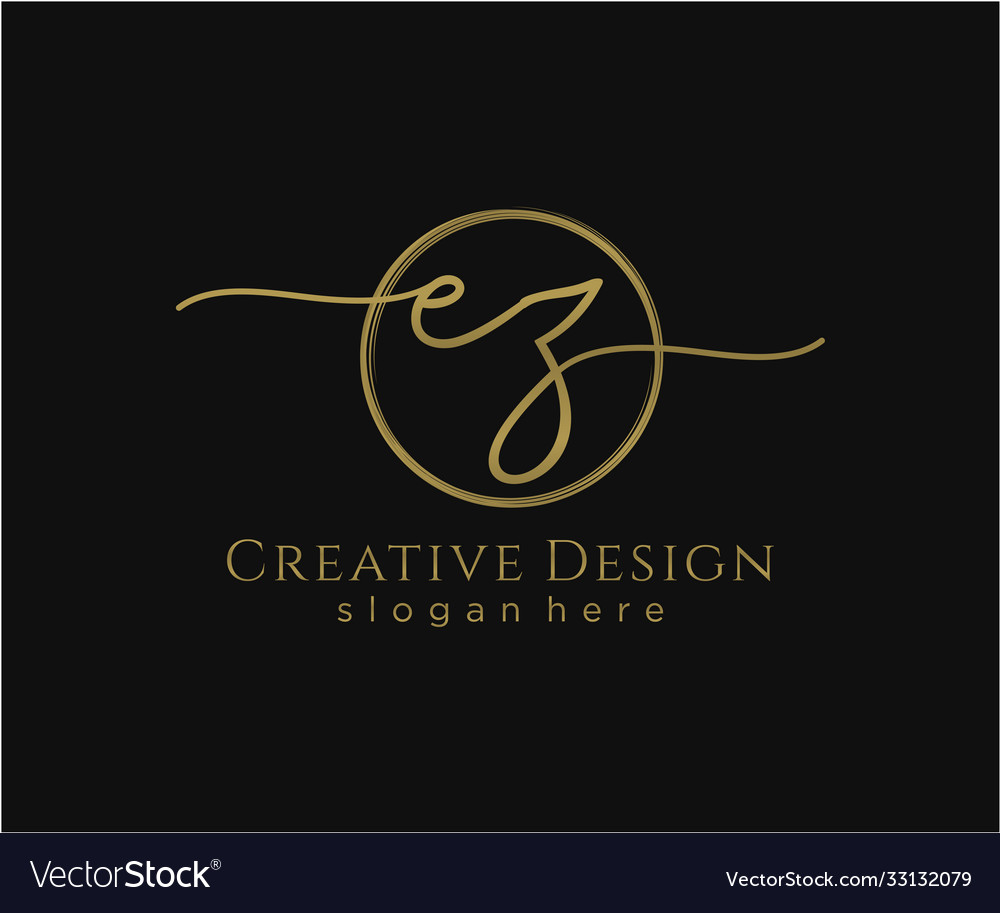 Initial ez handwriting logo with circle template Vector Image