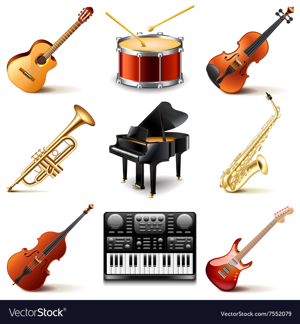 Musical instruments icons set Royalty Free Vector Image