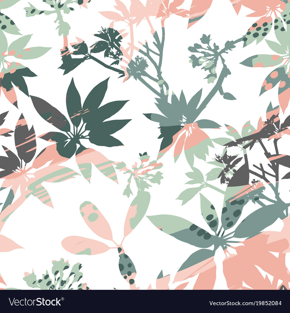 Abstract floral seamless pattern silhouettes Vector Image