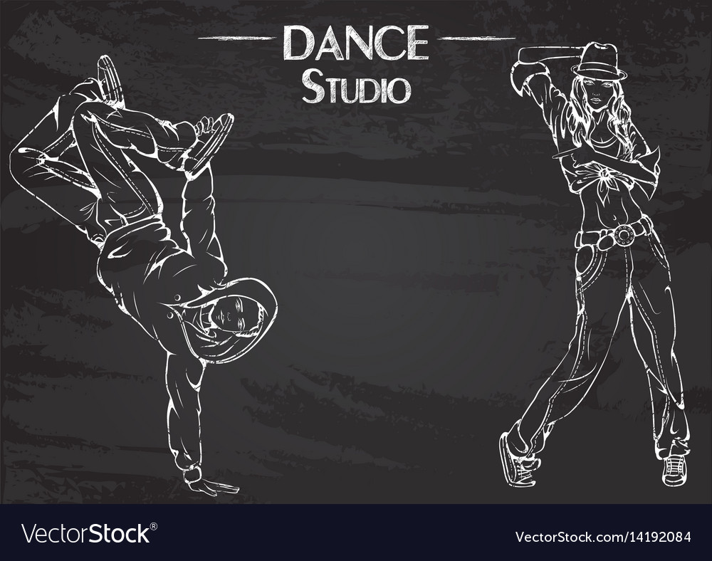 Dance line chalk streen dance Royalty Free Vector Image
