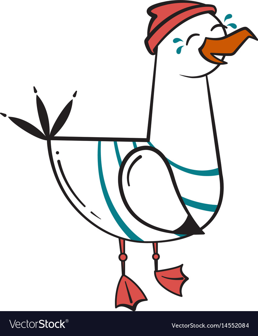 Funny cartoon seagull laughs Royalty Free Vector Image Funny cartoon seagull laughs Royalty Free Vector Image
