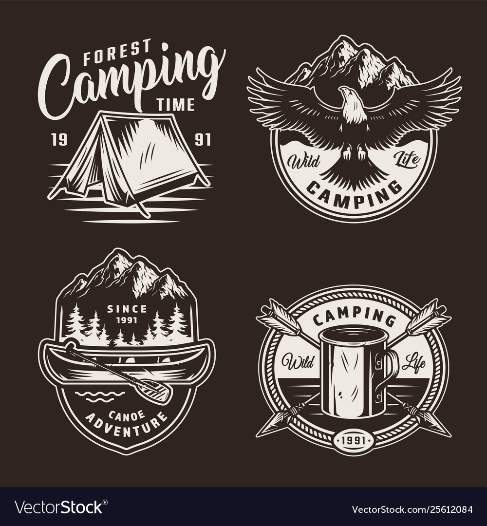 Vintage summer adventure badges Royalty Free Vector Image