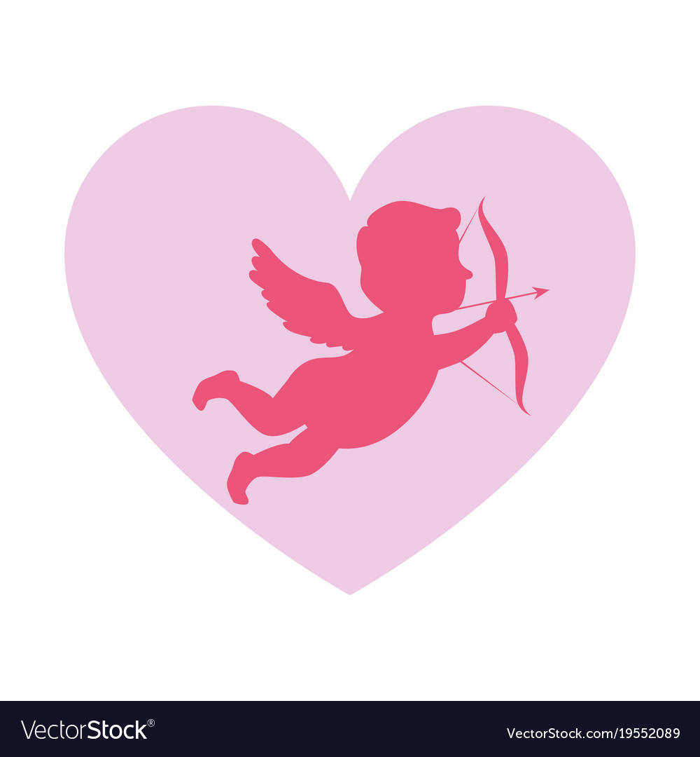 Cupid angel with heart Royalty Free Vector Image