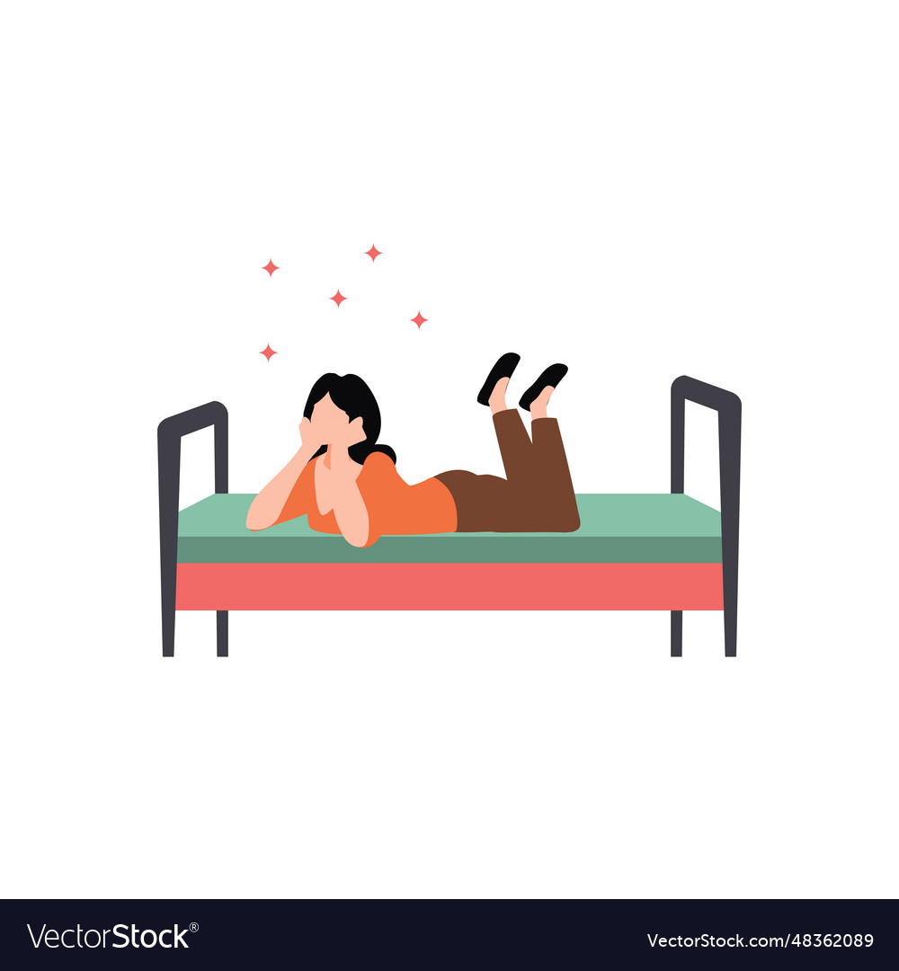 Girl is lying on the bed Royalty Free Vector Image