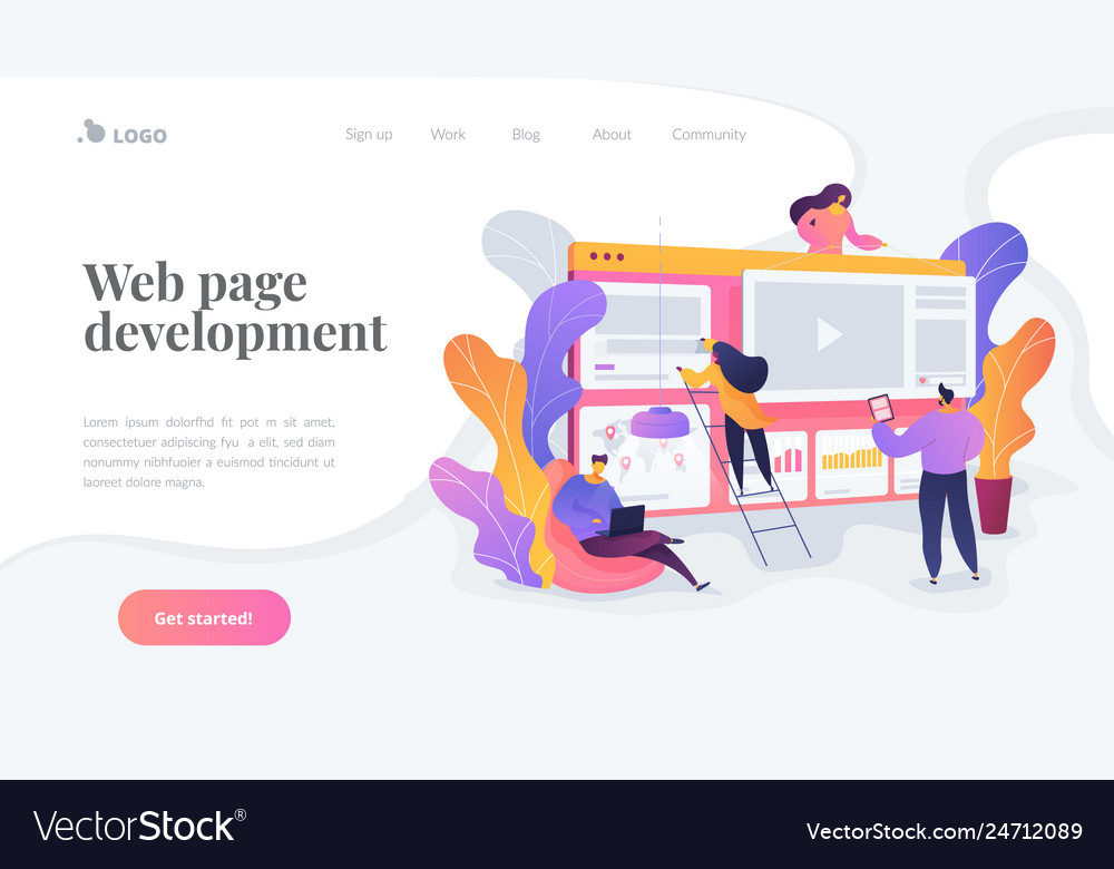 Web development landing page template Royalty Free Vector