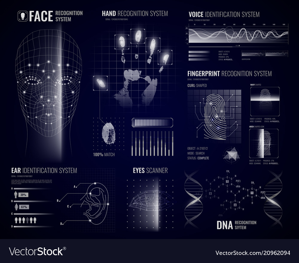 Biometric recognition systems background Vector Image
