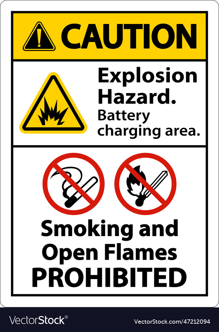 Caution explosion hazard charging area sign Vector Image