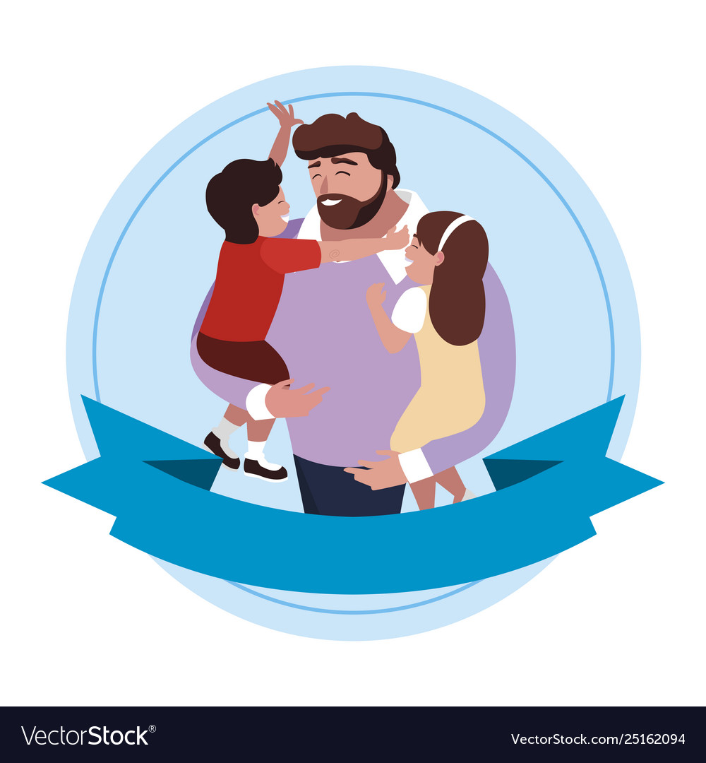 Father With Son And Daughter Characters In Frame