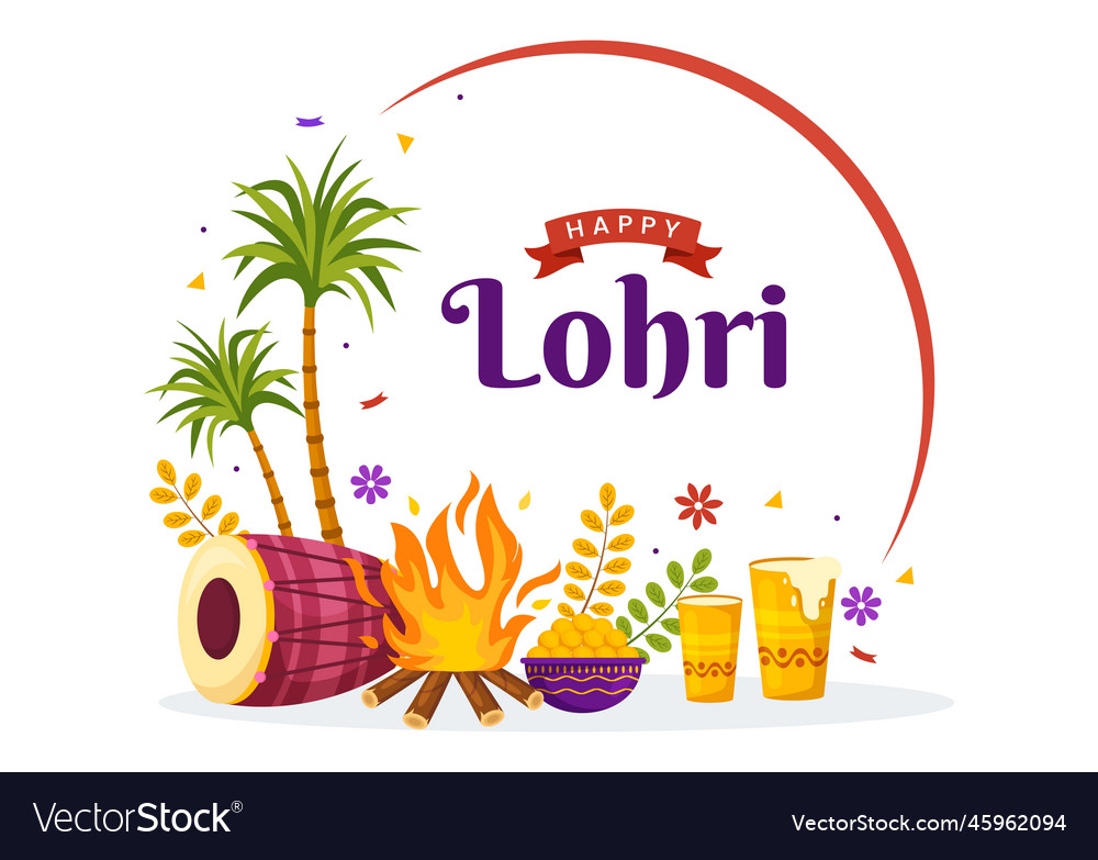 Happy lohri festival of punjab india with playing Vector Image