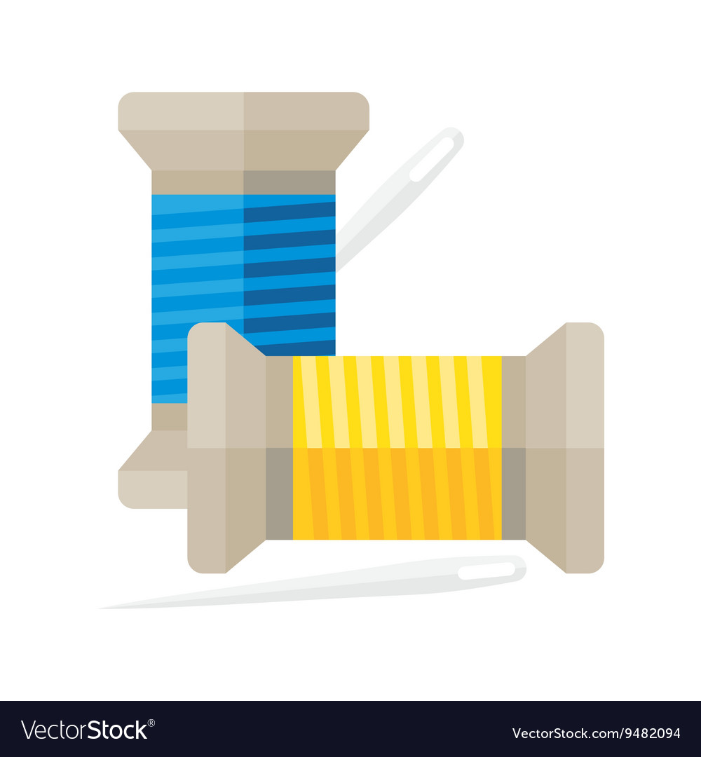 Spool thread with needle Royalty Free Vector Image