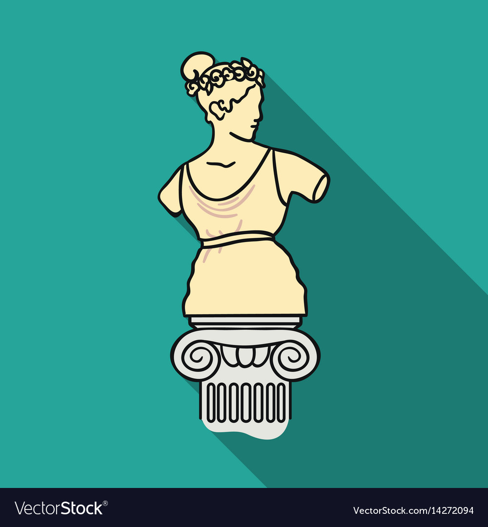 Statue Icon In Flat Style Isolated On White Vector Image