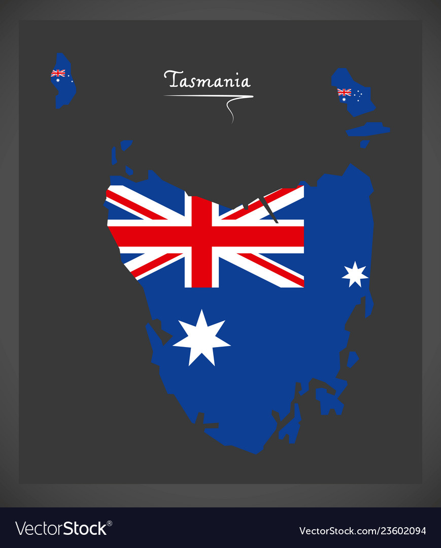 Tasmania map with australian national flag Vector Image