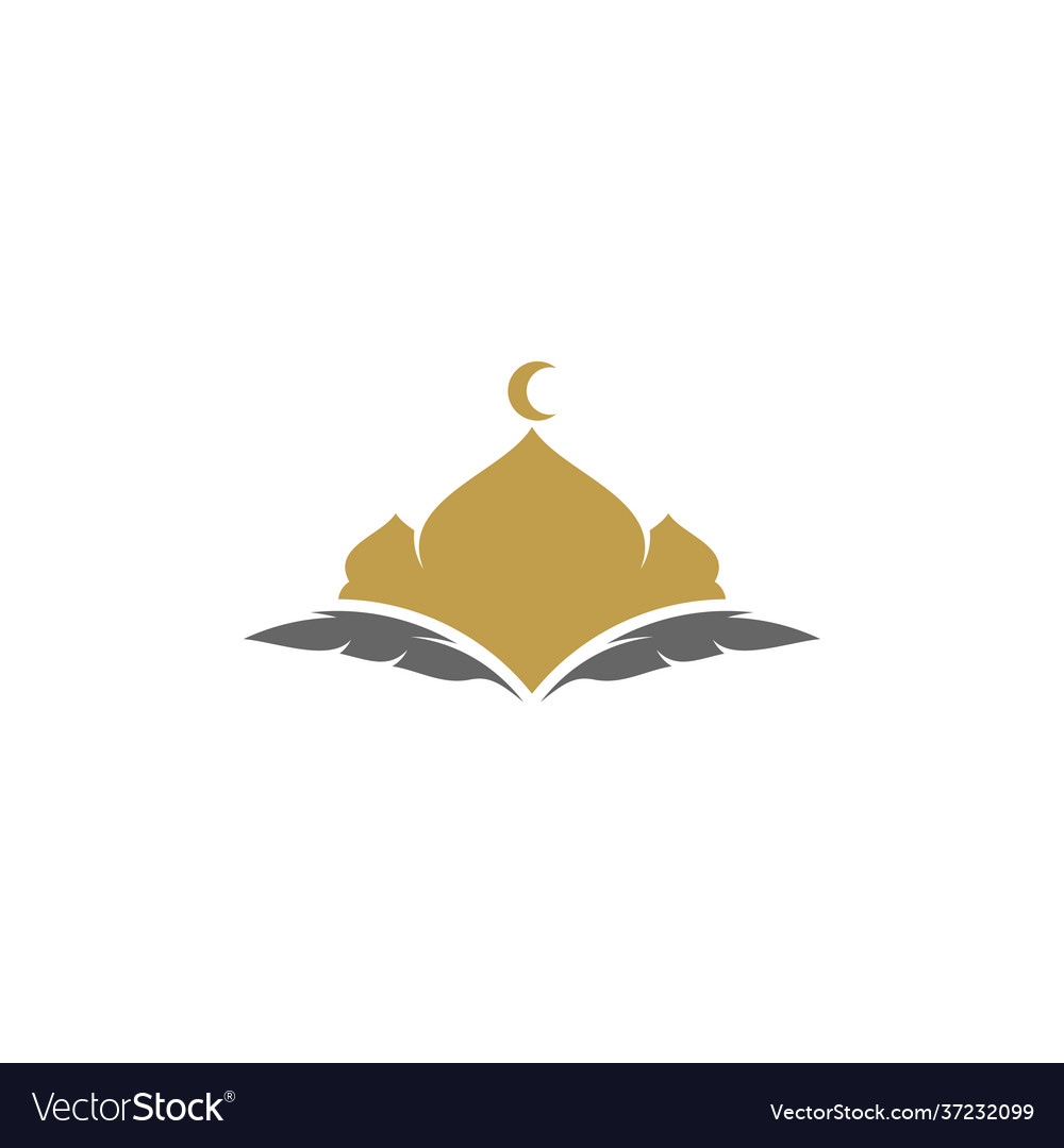 Feather with mosque logo design creative islamic Vector Image