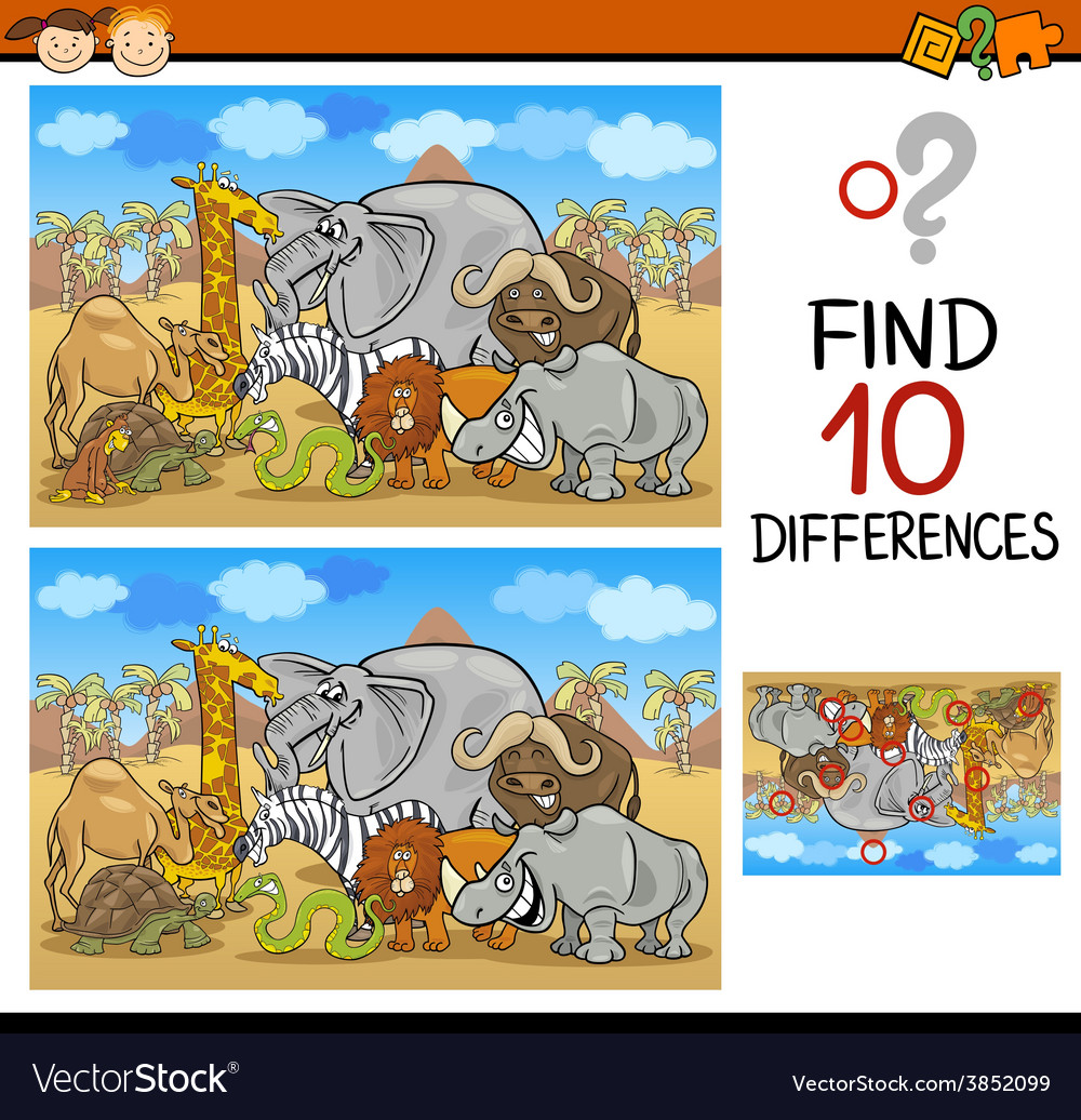 Find differences cartoon game Royalty Free Vector Image