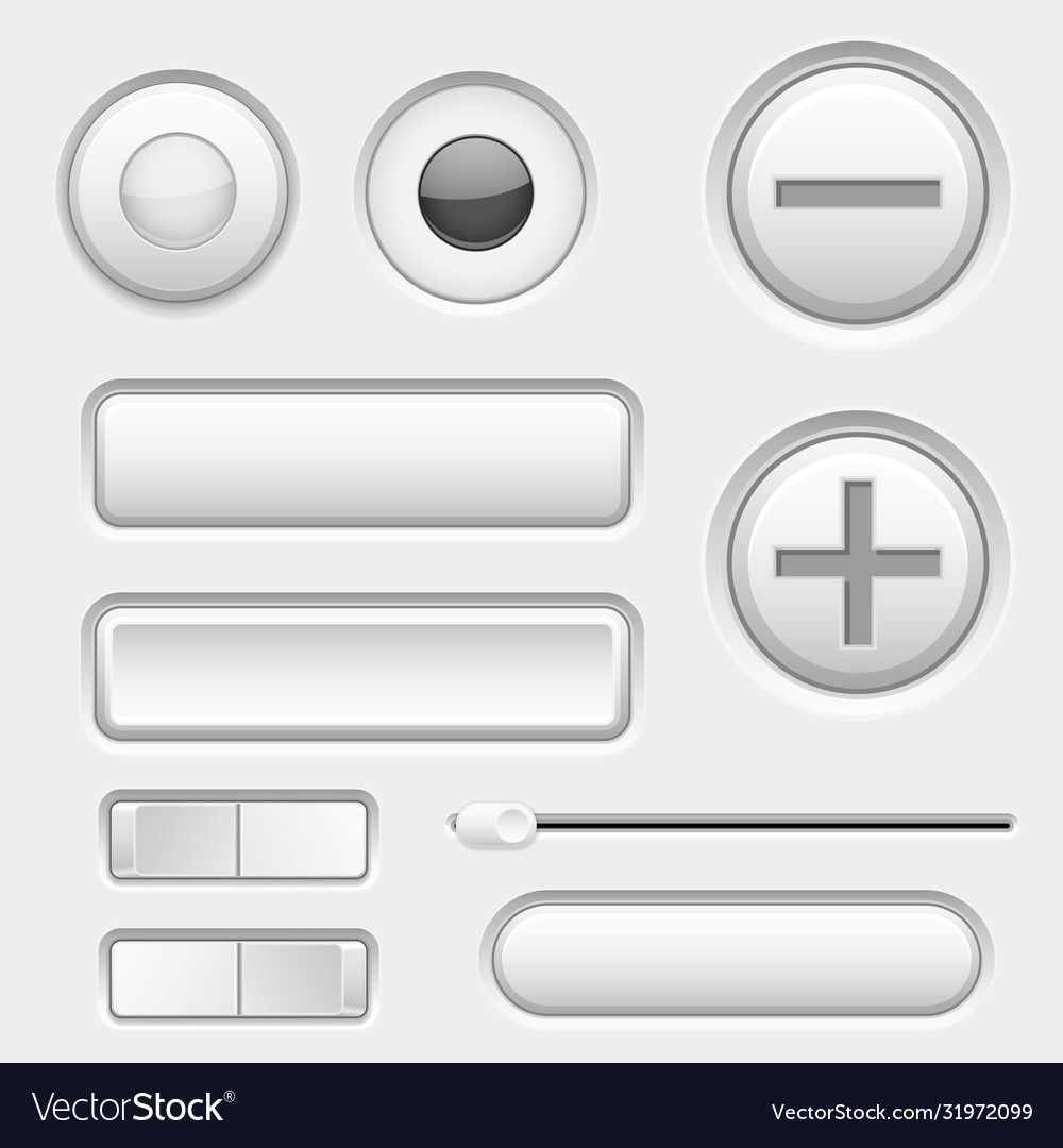 Gray web buttons push and sliders Royalty Free Vector Image