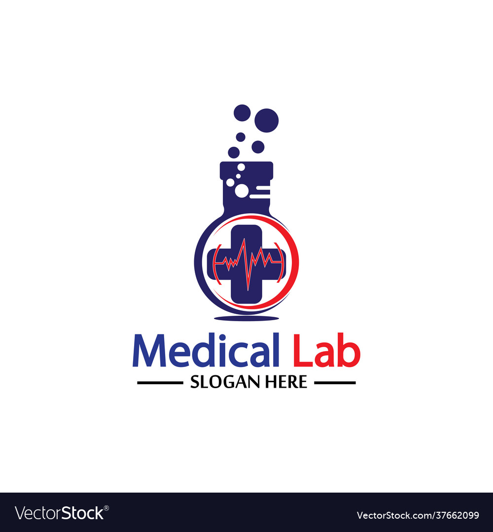 Medical Lab Logo Template Design Emblem Design Vector Image