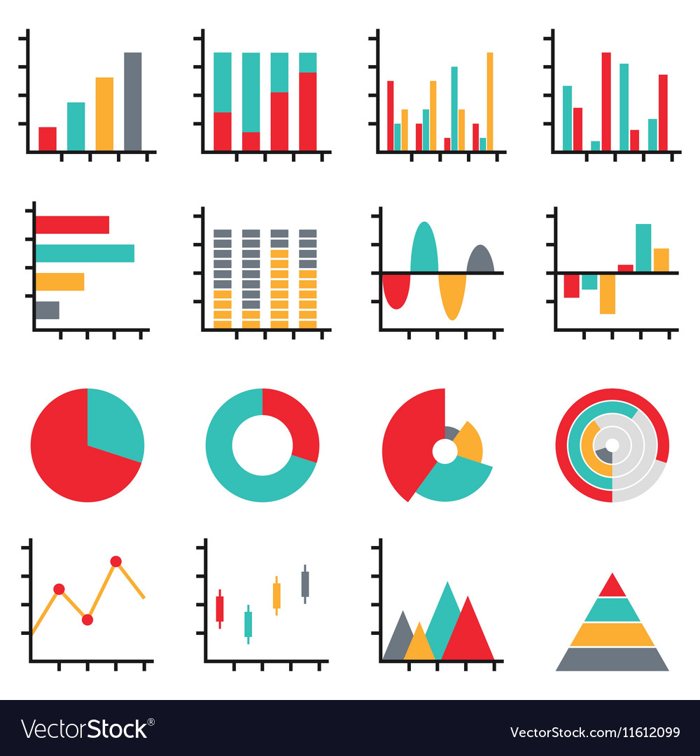 Set business data graph diagram Royalty Free Vector Image