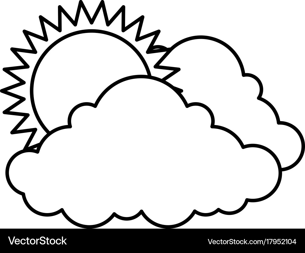 Cloud weather with sun Royalty Free Vector Image