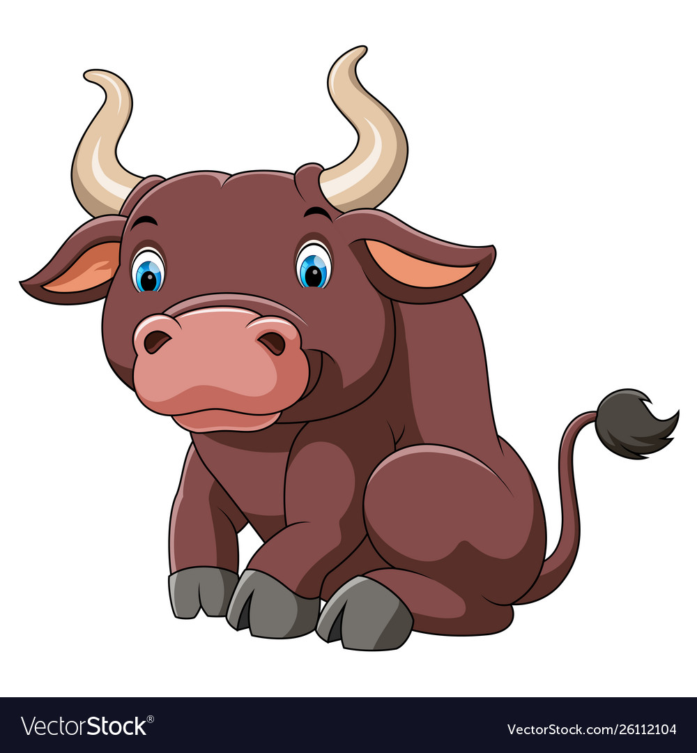 Cute big bull cartoon Royalty Free Vector Image