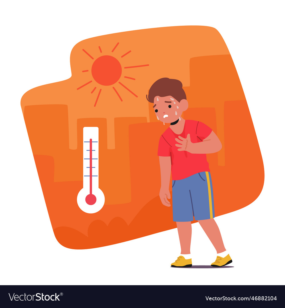 Flushed and lethargic little boy character Vector Image