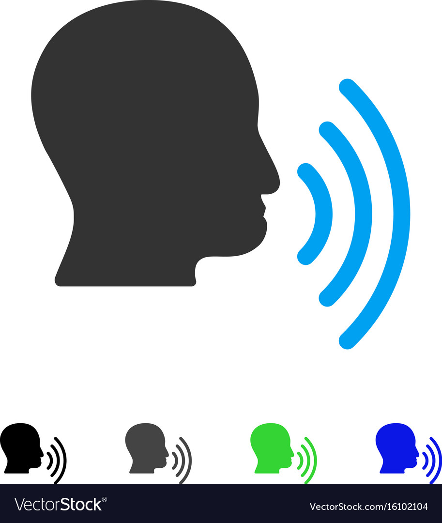 Person speech waves flat icon Royalty Free Vector Image